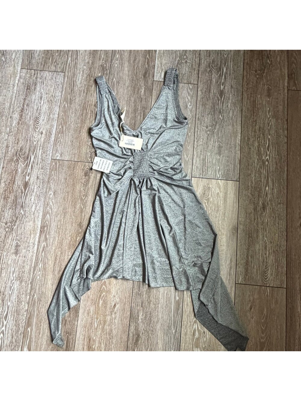 Joyfolie Hidi Dress M Gunmetal Metallic Asymmetrical Boho NWT